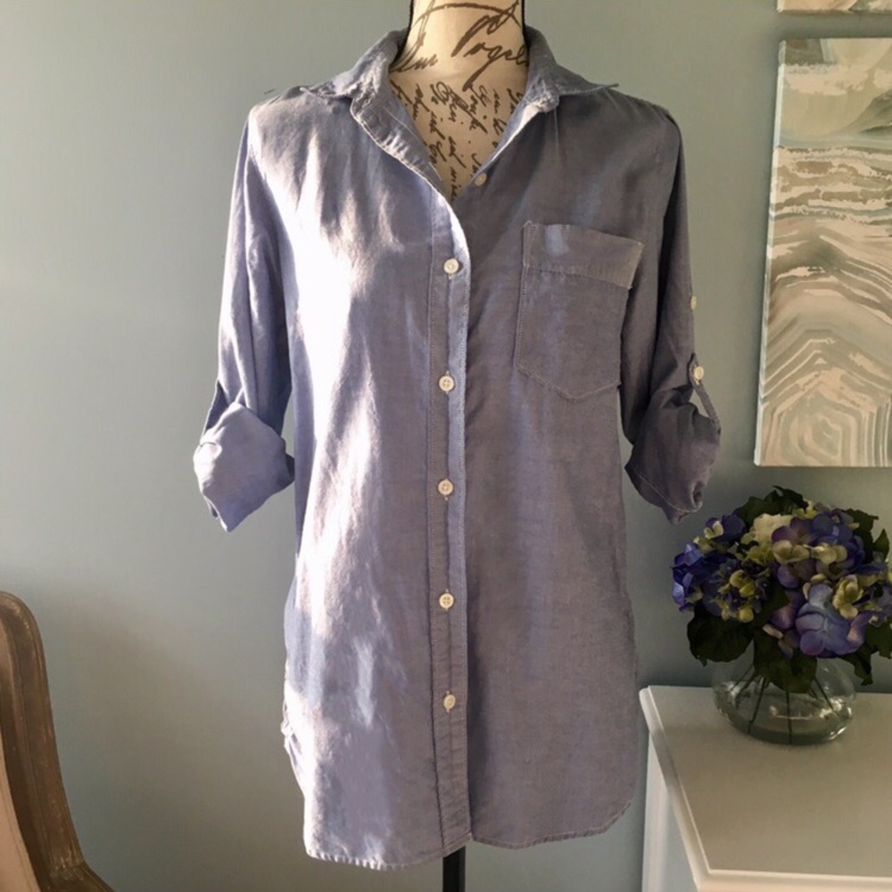 Gap Blue Boyfriend Fit Button Down - image 1
